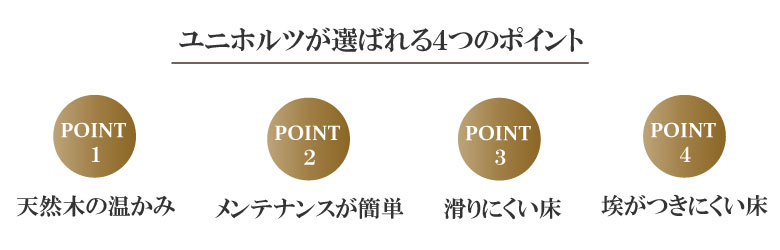 ユニホルツが選ばれる4つのポイント